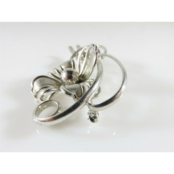 Vintage Forstner Sterling Silver Modernist Mid Century Flower Brooch - Picture 5 of 9